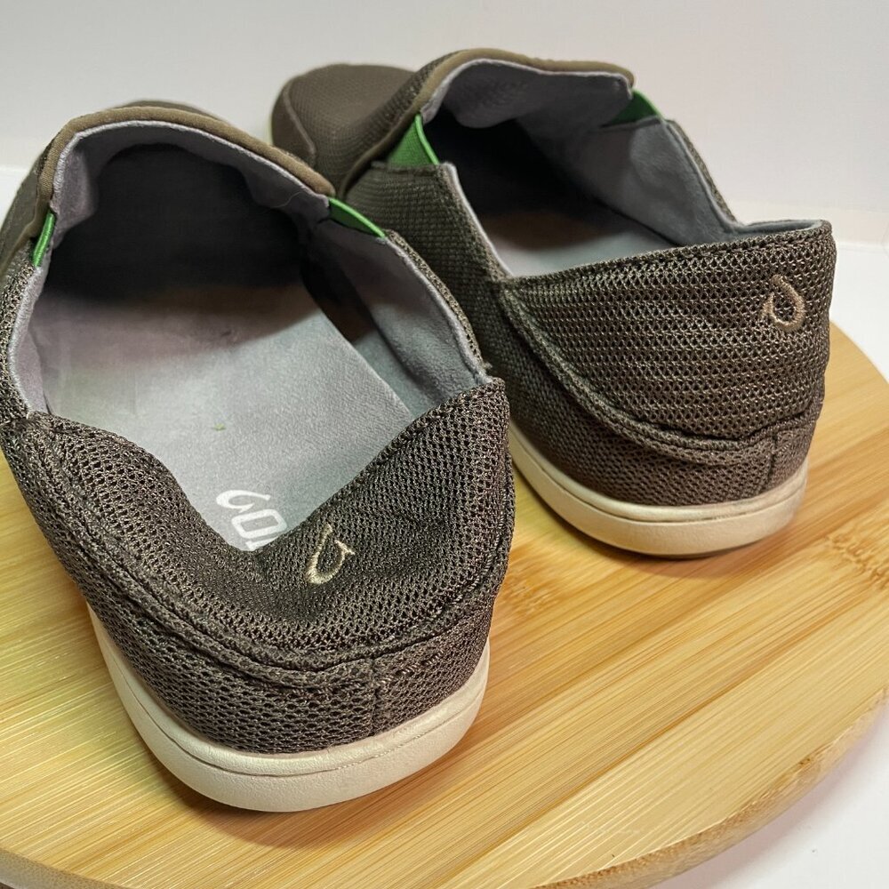 OluKai Men 9.5 Brown Nohea Mesh Slip On Sneaker Drop In Heel Casual Beach - Picture 8 of 9